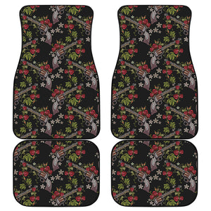 Guns And Flowers Pattern Print Front and Back Car Floor Mats