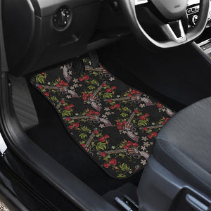 Guns And Flowers Pattern Print Front and Back Car Floor Mats