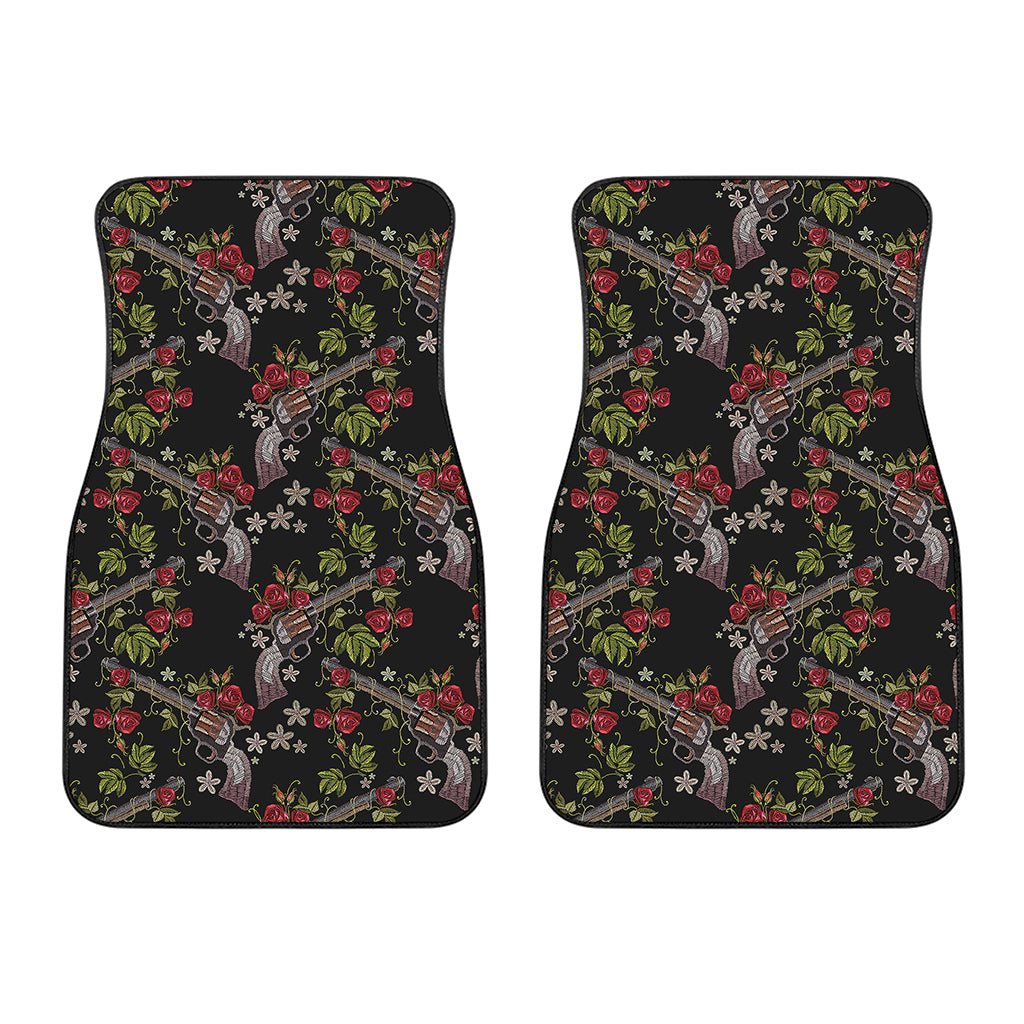 Guns And Flowers Pattern Print Front Car Floor Mats