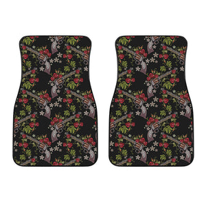 Guns And Flowers Pattern Print Front Car Floor Mats