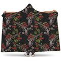 Guns And Flowers Pattern Print Hooded Blanket