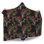 Guns And Flowers Pattern Print Hooded Blanket
