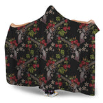 Guns And Flowers Pattern Print Hooded Blanket
