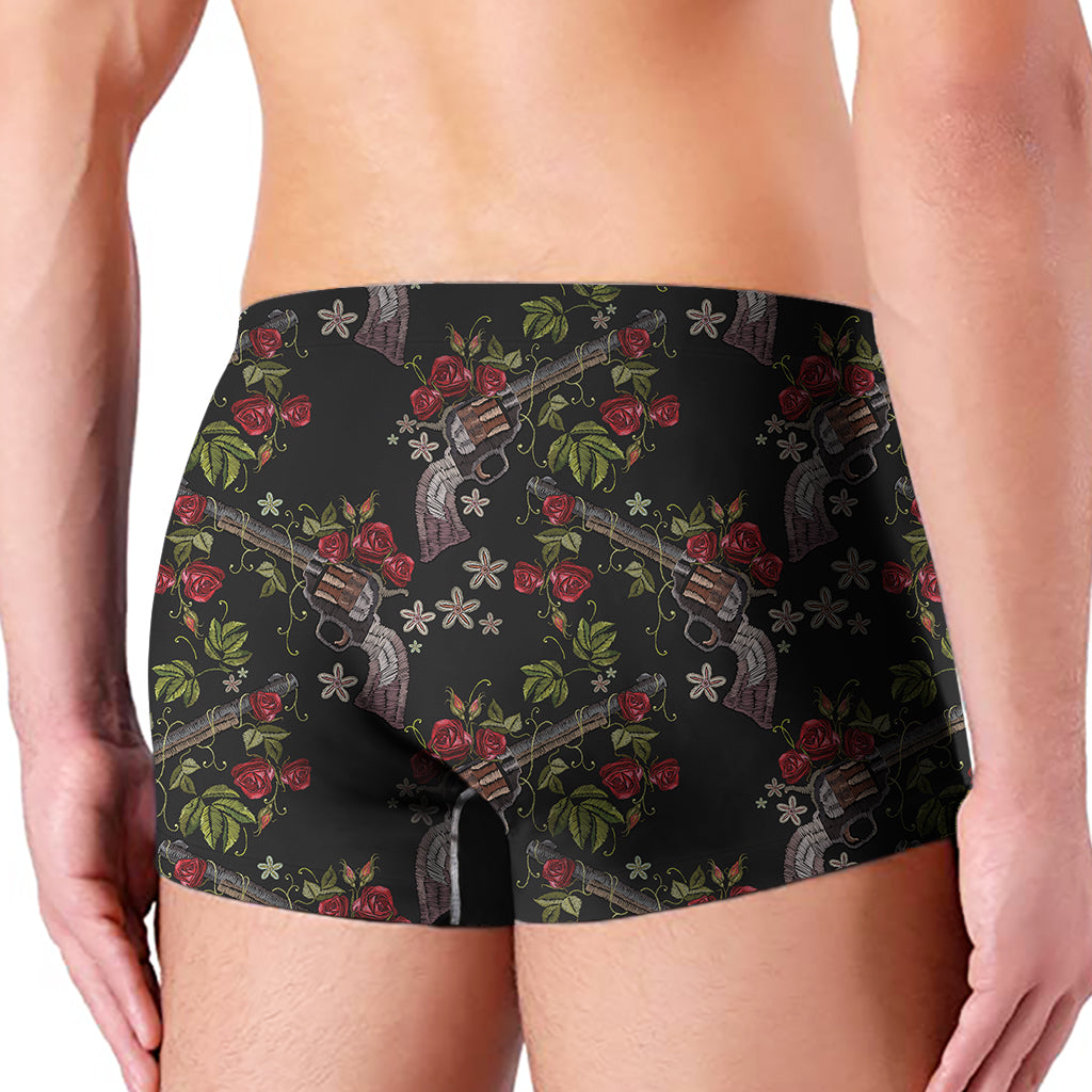 Guns And Flowers Pattern Print Men's Boxer Briefs