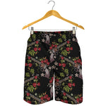 Guns And Flowers Pattern Print Men's Shorts