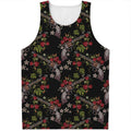 Guns And Flowers Pattern Print Men's Tank Top