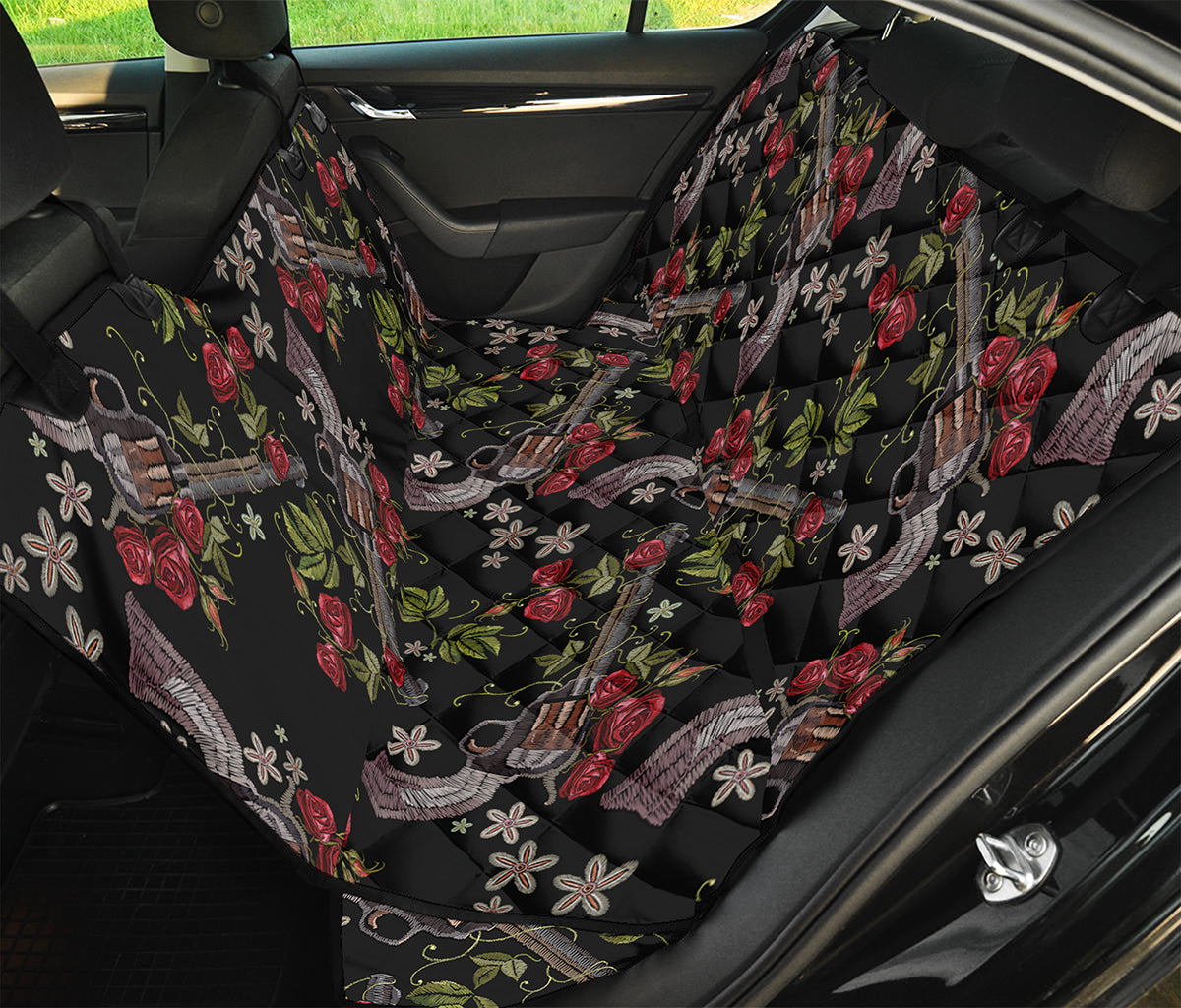 Guns And Flowers Pattern Print Pet Car Back Seat Cover