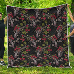 Guns And Flowers Pattern Print Quilt