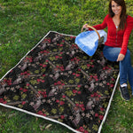 Guns And Flowers Pattern Print Quilt