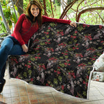 Guns And Flowers Pattern Print Quilt