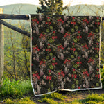 Guns And Flowers Pattern Print Quilt