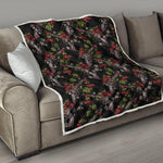 Guns And Flowers Pattern Print Quilt