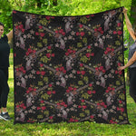 Guns And Flowers Pattern Print Quilt