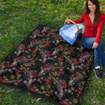 Guns And Flowers Pattern Print Quilt