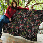 Guns And Flowers Pattern Print Quilt