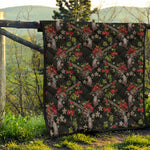 Guns And Flowers Pattern Print Quilt