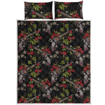 Guns And Flowers Pattern Print Quilt Bed Set