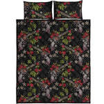 Guns And Flowers Pattern Print Quilt Bed Set