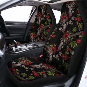 Guns And Flowers Pattern Print Universal Fit Car Seat Covers