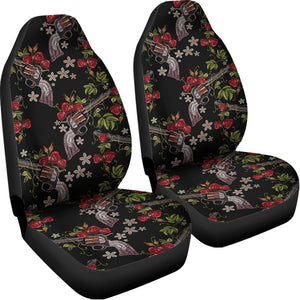 Guns And Flowers Pattern Print Universal Fit Car Seat Covers