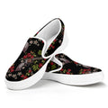 Guns And Flowers Pattern Print White Slip On Sneakers