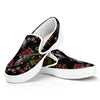 Guns And Flowers Pattern Print White Slip On Shoes