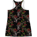 Guns And Flowers Pattern Print Women's Racerback Tank Top