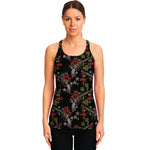 Guns And Flowers Pattern Print Women's Racerback Tank Top