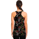Guns And Flowers Pattern Print Women's Racerback Tank Top
