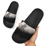 Half Moon Print Black Slide Sandals