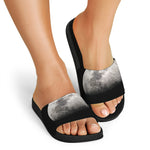 Half Moon Print Black Slide Sandals