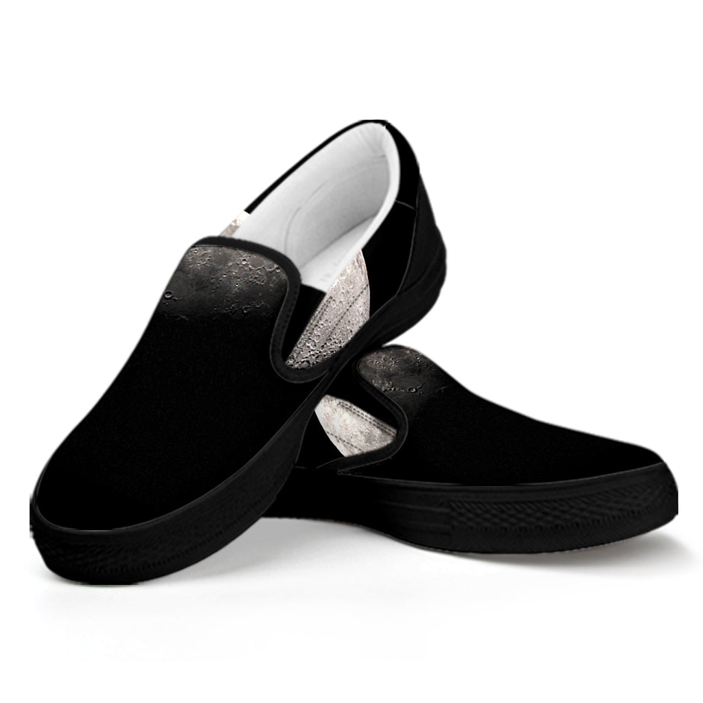 Half Moon Print Black Slip On Shoes