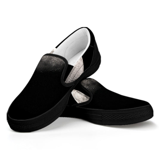 Half Moon Print Black Slip On Shoes