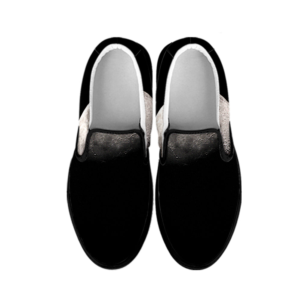 Half Moon Print Black Slip On Shoes