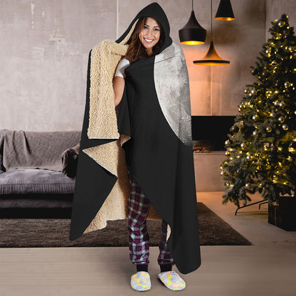 Half Moon Print Hooded Blanket
