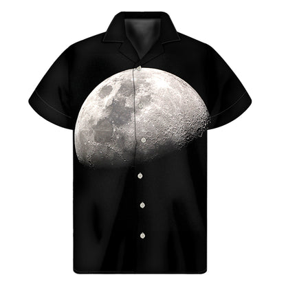 Half Moon Print Men's Short Sleeve Shirt
