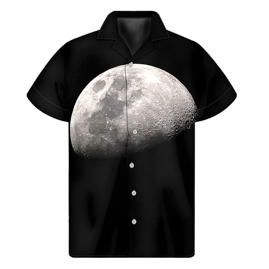Half Moon Print Men's Short Sleeve Shirt