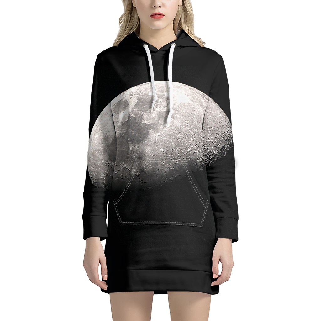 Half Moon Print Pullover Hoodie Dress