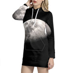 Half Moon Print Pullover Hoodie Dress