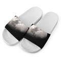 Half Moon Print White Slide Sandals