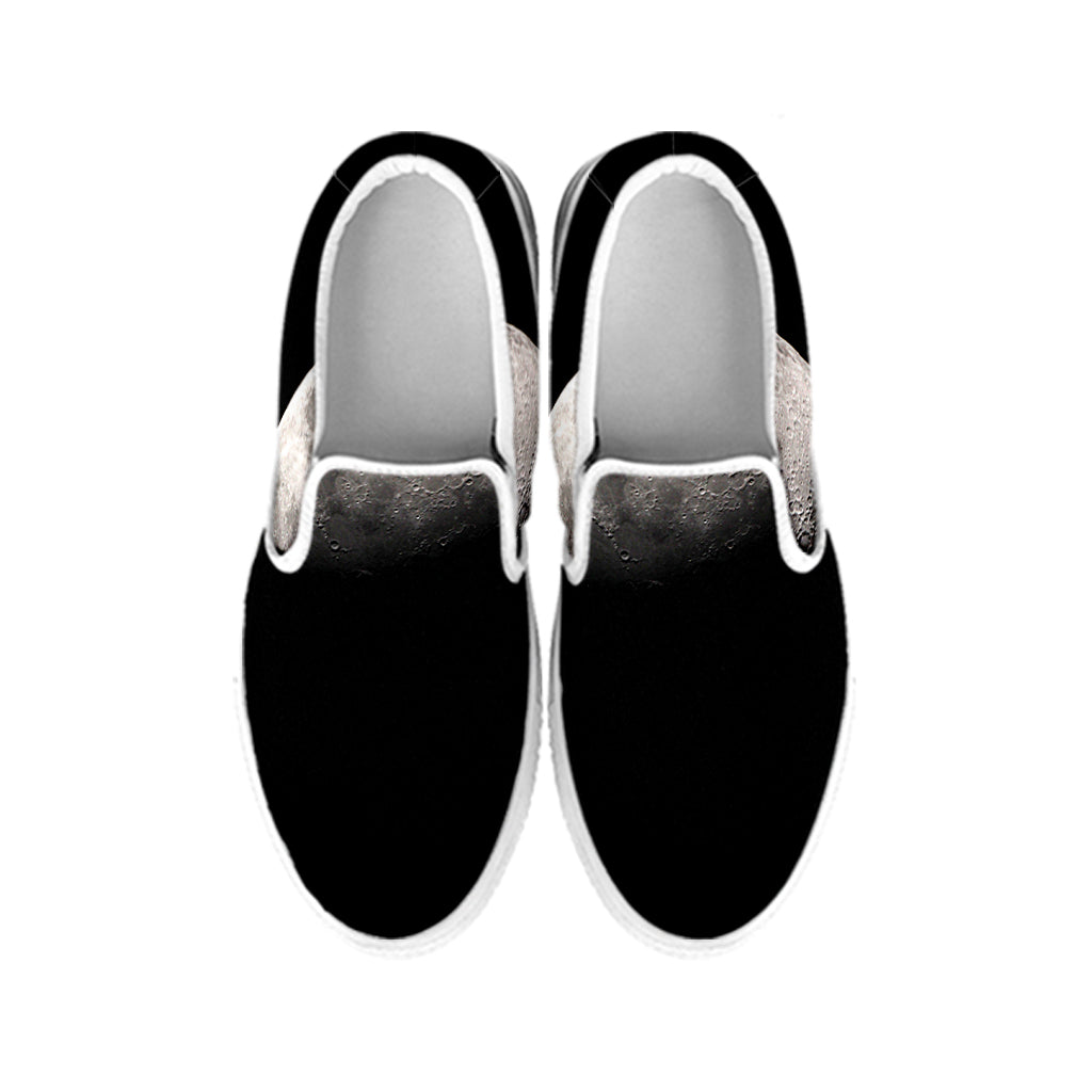 Half Moon Print White Slip On Shoes