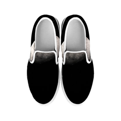 Half Moon Print White Slip On Shoes