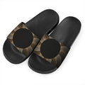 Halftone Dot Sun Print Black Slide Sandals