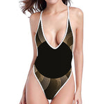 Halftone Dot Sun Print High Cut One Piece Swimsuit