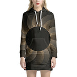 Halftone Dot Sun Print Pullover Hoodie Dress