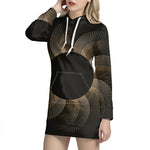 Halftone Dot Sun Print Pullover Hoodie Dress