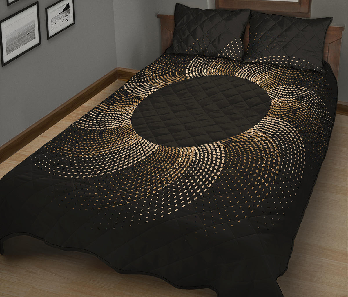 Halftone Dot Sun Print Quilt Bed Set
