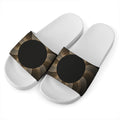 Halftone Dot Sun Print White Slide Sandals