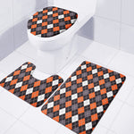 Halloween Argyle Pattern Print 3 Piece Bath Mat Set