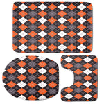 Halloween Argyle Pattern Print 3 Piece Bath Mat Set